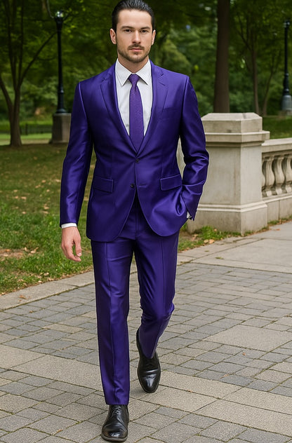 Mens Modern Fit Shiny Sharkskin Suit