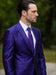 Mens Modern Fit Shiny Sharkskin Suit in Purple