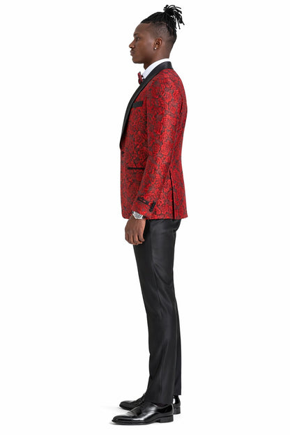 Paisley Suit - Wedding Tuxedo Suit - Prom Red Suit
