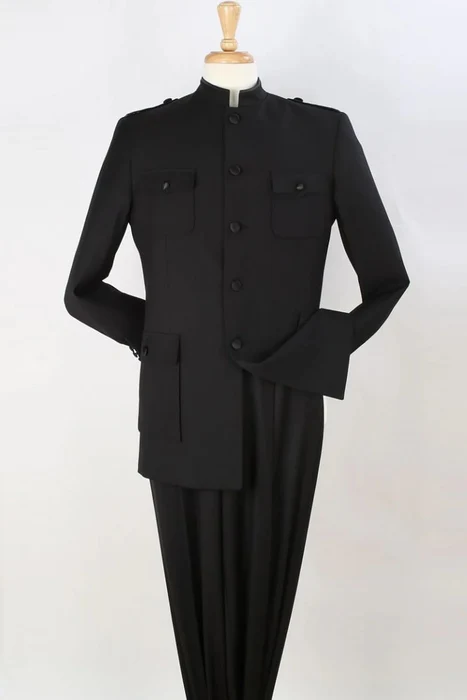 Mens 1970s Fashion Suit - 70's Mens Outfit in Color Black Blazer + Pants