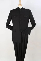 Mens 1970s Fashion Suit - 70's Mens Outfit in Color Black Blazer + Pants