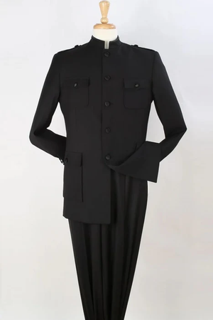Mens 1970s Fashion Suit - 70's Mens Outfit in Color Black Blazer + Pants