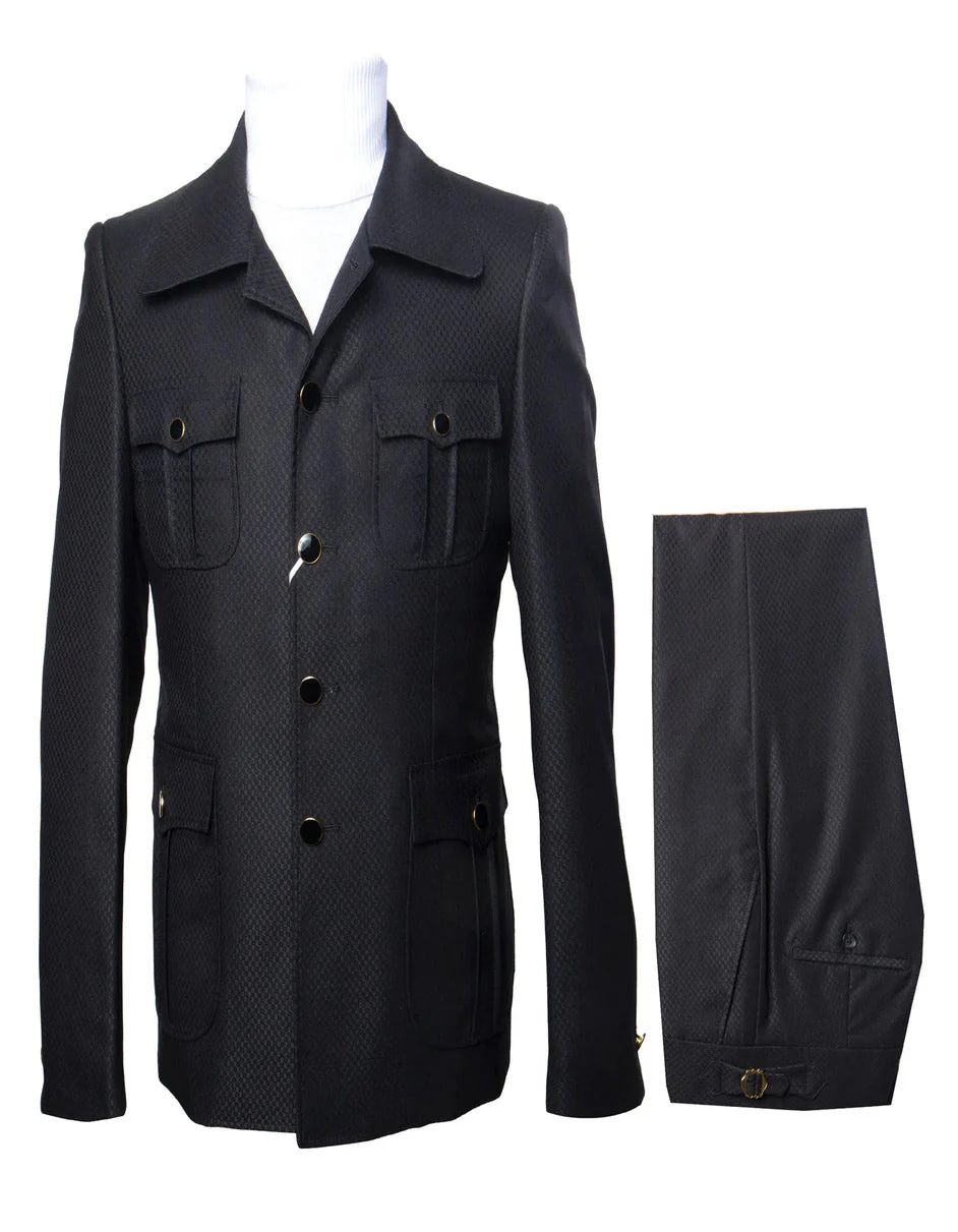 Mens 1970s Fashion Suits - 70's Mens Outfits in Color Black Blazers + Pants - Image 3
