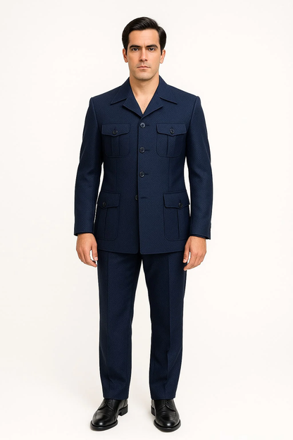 Mens 1970s Fashion Suits - 70's Mens Outfit in Color Navy Blazers + Pants