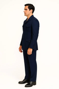 Mens 1970s Fashion Suits - 70's Mens Outfit in Color Navy Blazers + Pants - Image 2