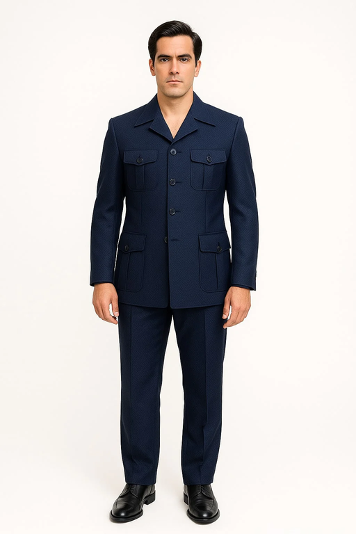 Mens 1970s Fashion Suits - 70's Mens Outfit in Color Navy Blazers + Pants