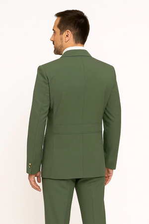 Mens 1970s Fashion Suit - 70's Mens Outfit in Color Olive Green Blazer + Pants - Image 2