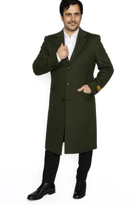 Mens Overcoat in Olive Green