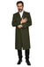 Mens Topcoat Mens Dress Coat Full Length Wool Dress Top Coat / Overcoat in Olive Green
