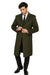 Mens Topcoat Mens Dress Coat Full Length Wool Dress Top Coat / Overcoat in Olive Green