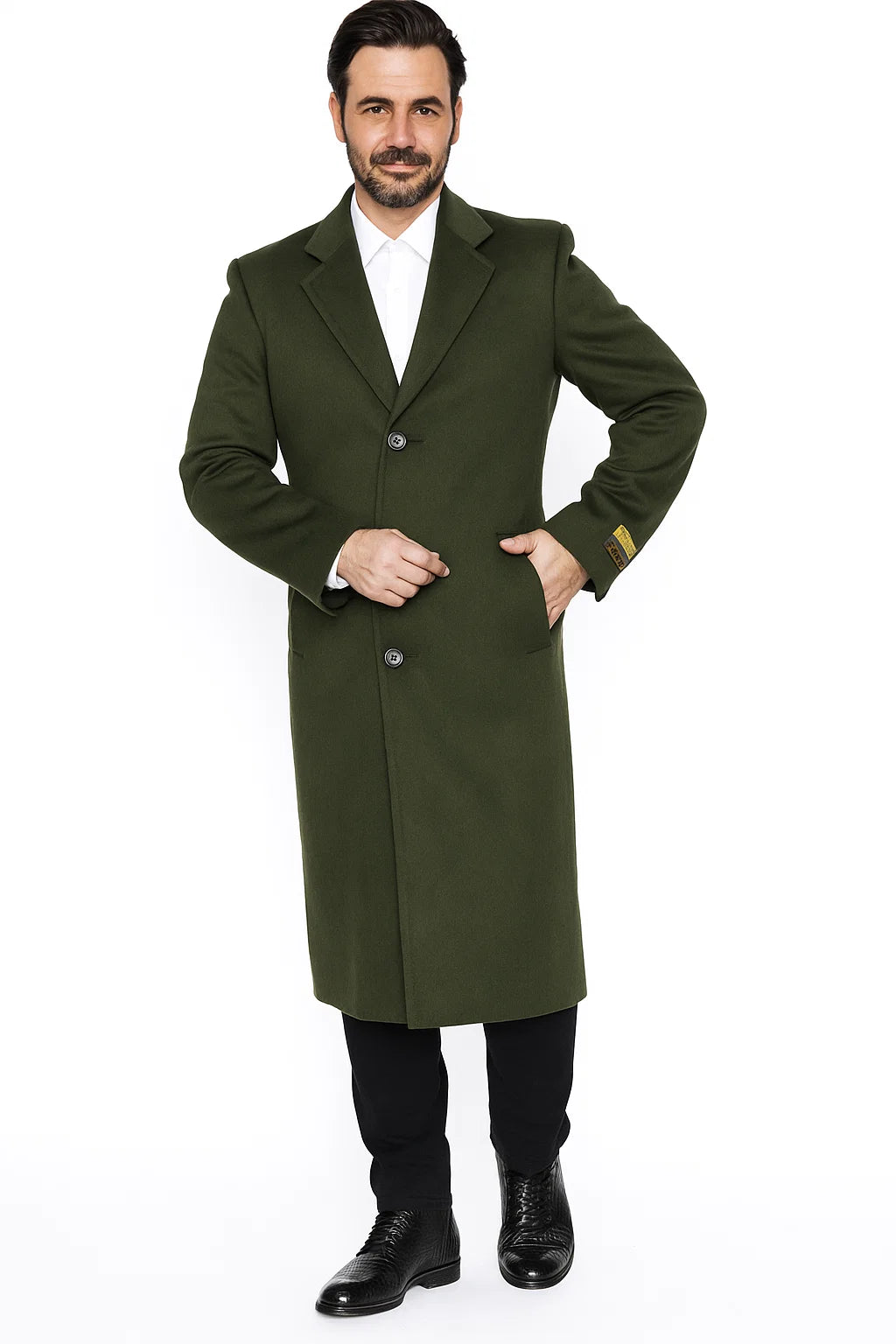 Mens Overcoat in Olive Green
