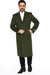 Mens Topcoat Mens Dress Coat Full Length Wool Dress Top Coat / Overcoat in Olive Green