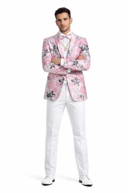 Mens Paisley Shawl Prom Tuxedo in Pink