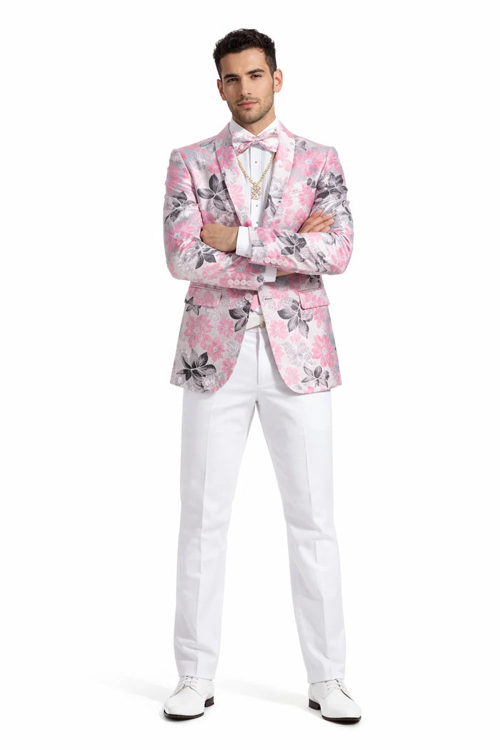 Mens Paisley Shawl Prom Tuxedo in Pink
