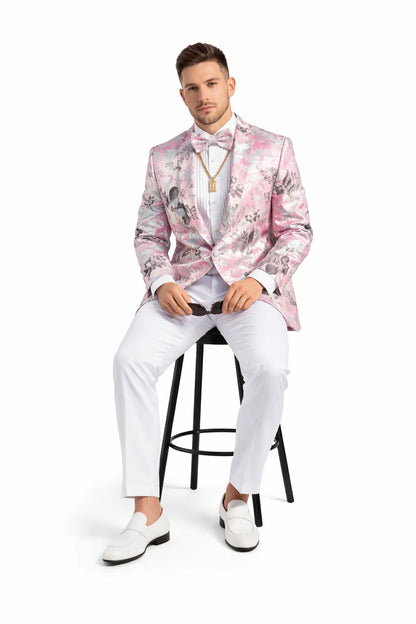 Mens Paisley Shawl Prom Tuxedo in Pink