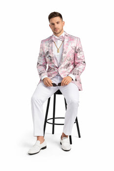 Mens Paisley Shawl Prom Tuxedo in Pink
