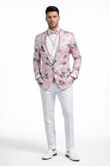 Mens Paisley Shawl Prom Tuxedo in Pink