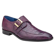 Belvedere Mens Purple Monk Strap Shoe Crocodile Lizard Pablo