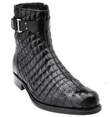 Belvedere Mens Quilted Ostrich Captoe Boots Black Libero