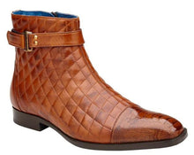 Belvedere Mens Quilted Ostrich Captoe Boots Tan Libero