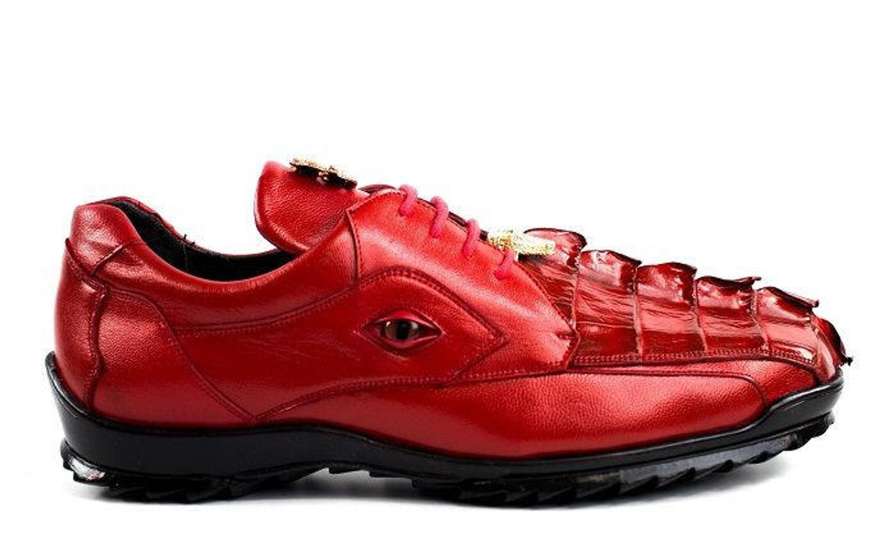 Belvedere Mens Red Genuine Hornback Gator Sneaker Vasco 336122 - Image 2