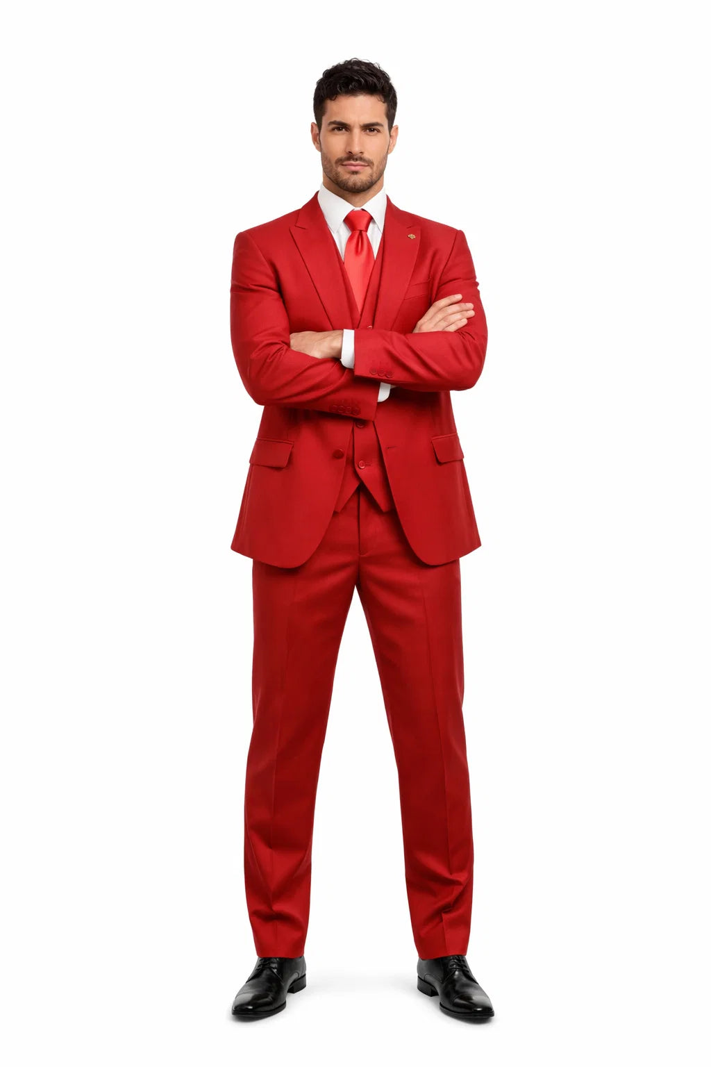 Mens Red Matching Suits Brand Vest 3 Piece Suit