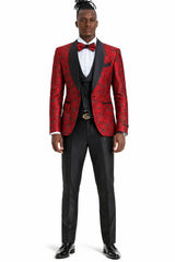 Paisley Suit - Wedding Tuxedo Suit - Prom Red Suit