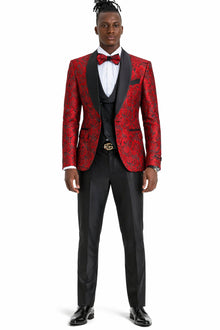 Paisley Suit - Wedding Tuxedo Suit - Prom Red Suit