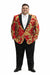 Mens Red and Gold Embroidered Tuxedo Blazer – Baroque Style One Button Dinner Jacket with Black Satin Lapel