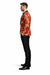 Mens Red and Gold Embroidered Tuxedo Blazer – Baroque Style One Button Dinner Jacket with Black Satin Lapel