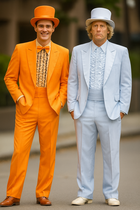 Mens Retro Vintage Party Orange and Sky Blue Suit