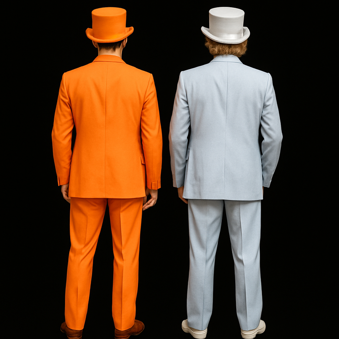 Mens Retro Vintage Party Orange and Sky Blue Suit
