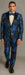 Mens Royal Blue and Gold 2 Button Paisley Tuxedo
