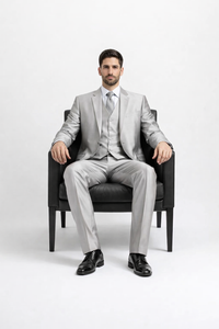 Mens Sharkskin Suits Men'S Shiny Silver Grey Sharkskin Boys Kids Youth 3 Piece Premium Suit Perfect For Toddler Suit Wedding Attire Outfits