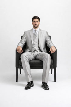 Mens Sharkskin Suits Men'S Shiny Silver Grey Sharkskin Boys Kids Youth 3 Piece Premium Suit Perfect For Toddler Suit Wedding Attire Outfits