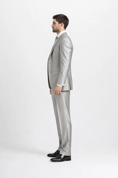 Mens Sharkskin Suits Men'S Shiny Silver Grey Sharkskin Boys Kids Youth 3 Piece Premium Suit Perfect For Toddler Suit Wedding Attire Outfits