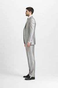 Mens Sharkskin Suits Men'S Shiny Silver Grey Sharkskin Boys Kids Youth 3 Piece Premium Suit Perfect For Toddler Suit Wedding Attire Outfits