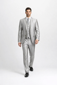 Mens Sharkskin Suits Men'S Shiny Silver Grey Sharkskin Boys Kids Youth 3 Piece Premium Suit Perfect For Toddler Suit Wedding Attire Outfits