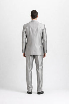 Mens Sharkskin Suits Men'S Shiny Silver Grey Sharkskin Boys Kids Youth 3 Piece Premium Suit Perfect For Toddler Suit Wedding Attire Outfits