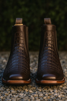 Mens Short Caiman Print Boots