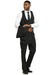 Mens Stacy Adams Modern Fit Vested Suit in Black Tonal Shadown Pinstripe