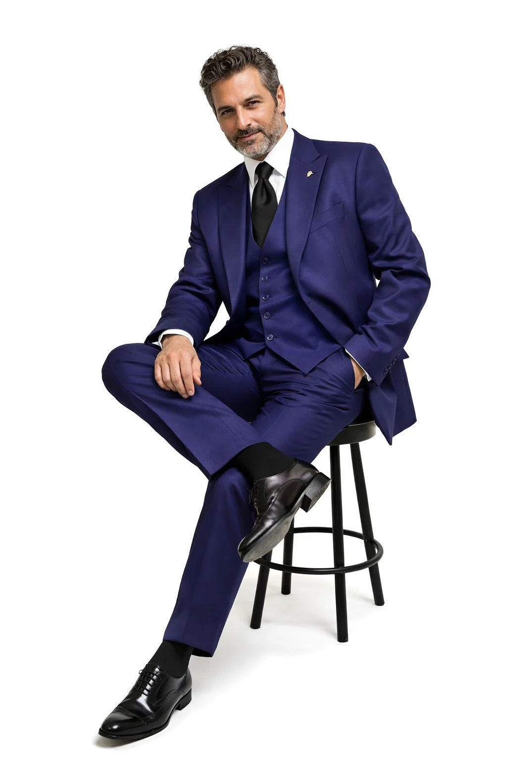 Mens Suits Brand 3 Piece Fashion Suits Vett Vested Solid Purple