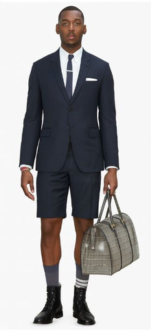 Cotton Fabric Charcoal Gray Suit - Mens Suits With Shorts - Summer Suit