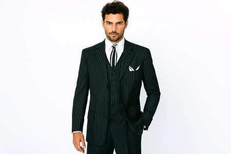 Mens Three Piece Suit - Vested Suit Mens Black Classic Cheap Priced Business Suits