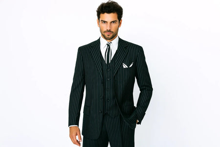 Mens Three Piece Suit - Vested Suit Mens Black Classic Cheap Priced Business Suits