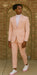 Mens Two Button Peak Lapel Ticket Pocket Suit Pink