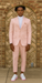 Mens Two Button Peak Lapel Ticket Pocket Suit Pink
