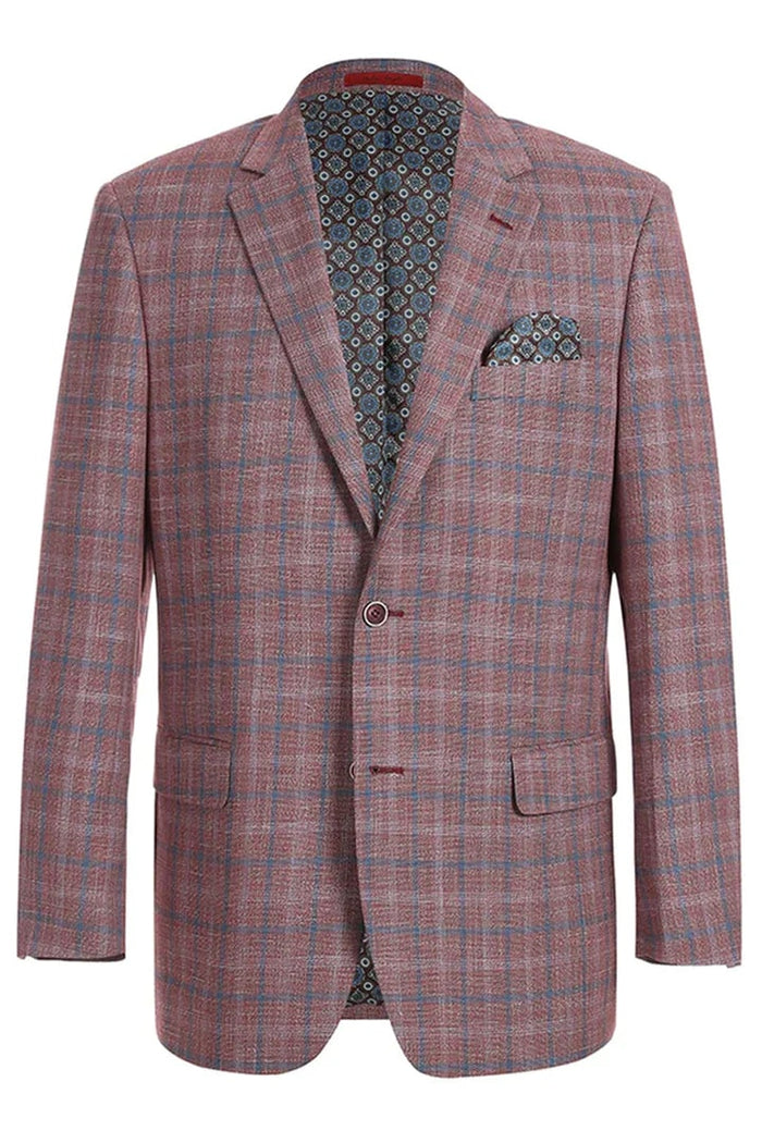 Saco vaquero - Western Sport Coat - Western Blazer - Mens Two Button  Sport Coat Blazer In Burgundy Red Windowpane Plaid