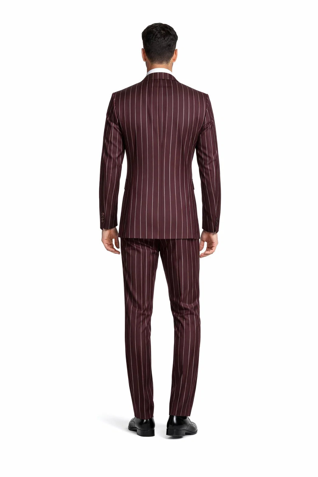 Mens Two Buttons Notch Lapel Burgundy Suit