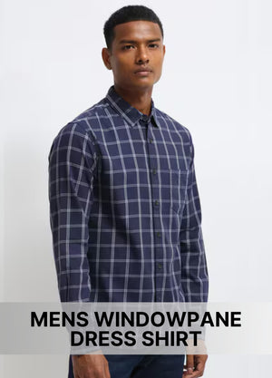 Mens Windowpane Dress Shirt – Subtle Checks with Modern Sophistication